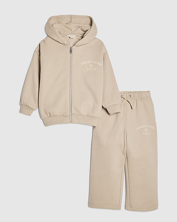 mini ragazzi beige essenzialismo felpa set