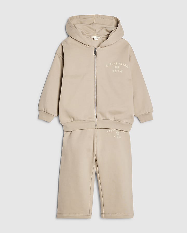 mini ragazzi beige essenzialismo felpa set