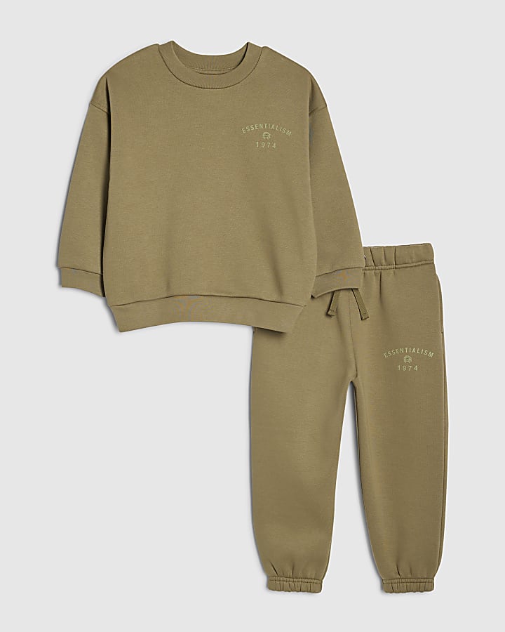 mini ragazzi khaki essenzialismo felpa set