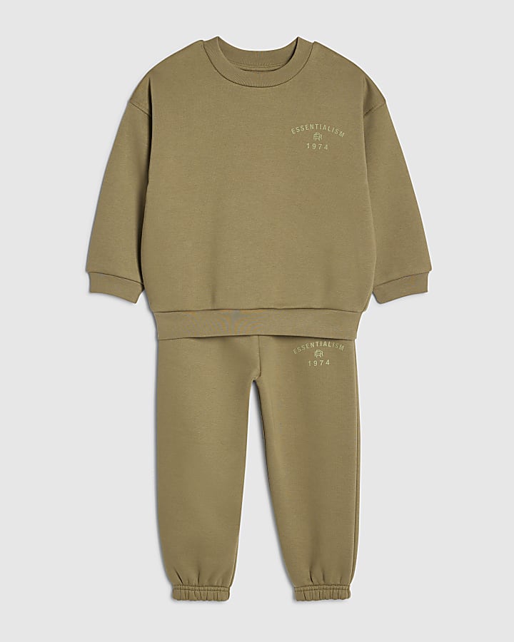 mini ragazzi khaki essenzialismo felpa set