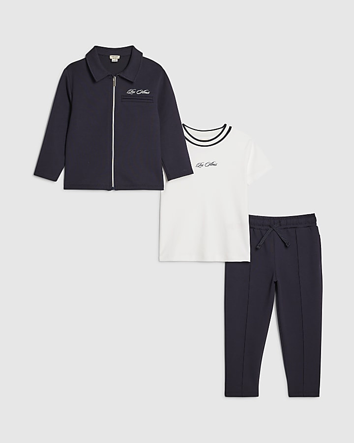 mini ragazzi giacca navy set di 3 pezzi