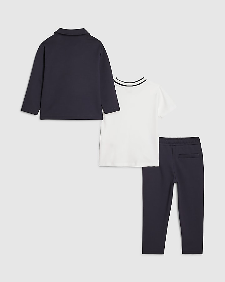 mini ragazzi giacca navy set di 3 pezzi