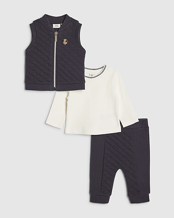 baby boys navy gilet trapuntato set