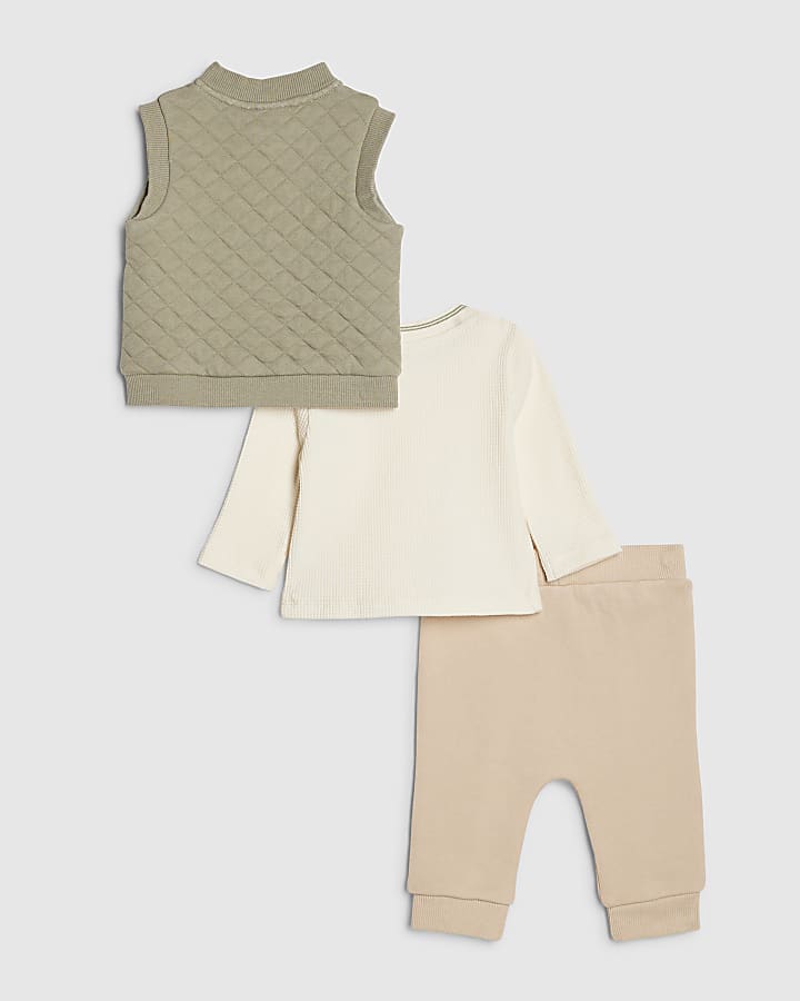 baby boys khaki gilet trapuntato set