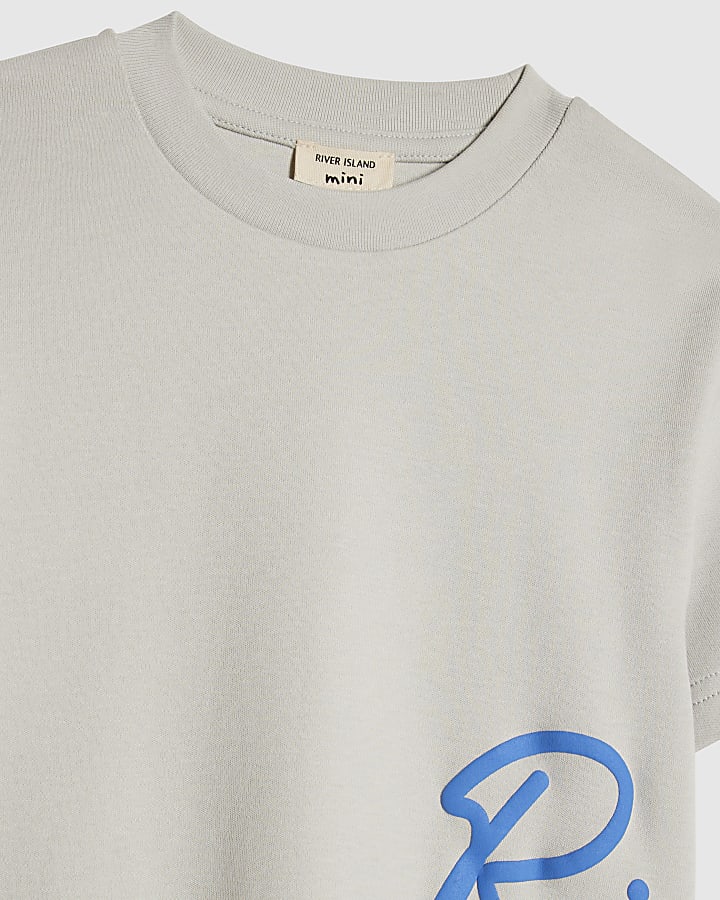mini ragazzi grigio fiume t-shirt e shorts set