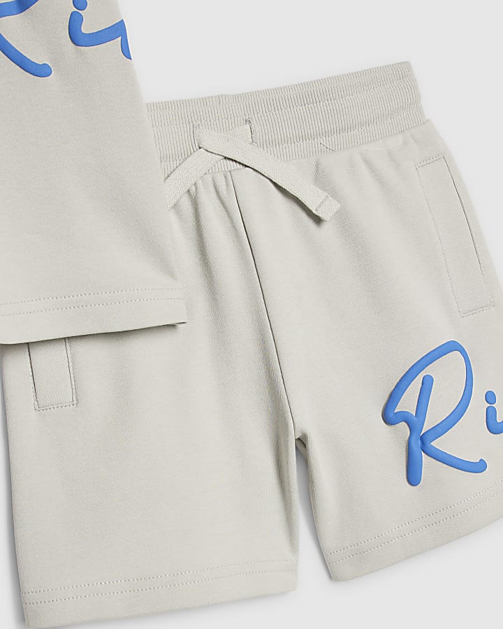 mini ragazzi grigio fiume t-shirt e shorts set