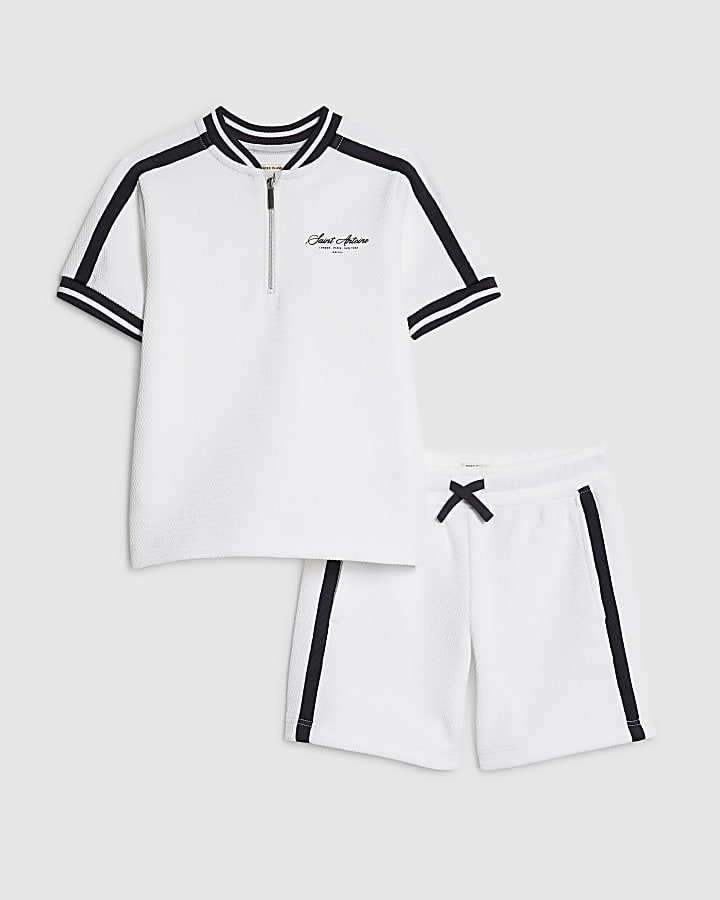 mini ragazzi bianco baseball polo shirt set