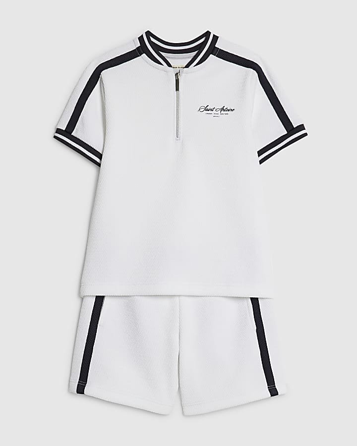 mini ragazzi bianco baseball polo shirt set
