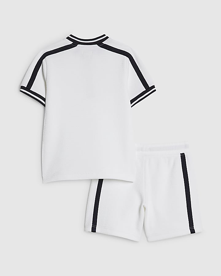 mini ragazzi bianco baseball polo shirt set