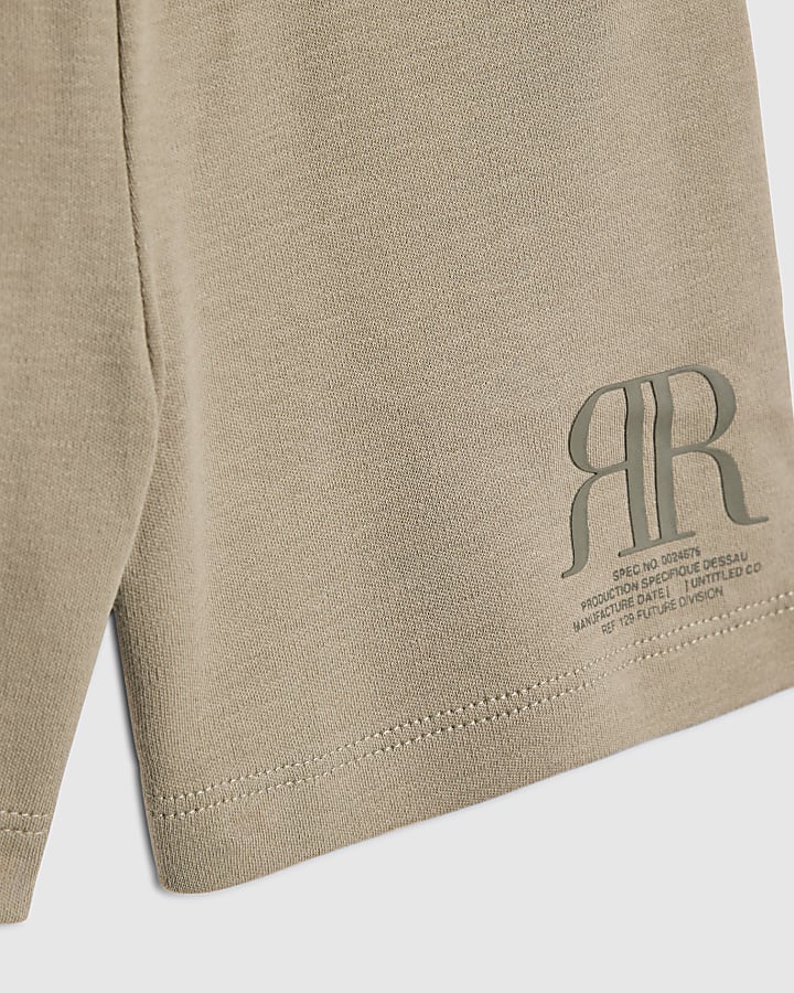 mini ragazzi khaki rr t-shirt e shorts set
