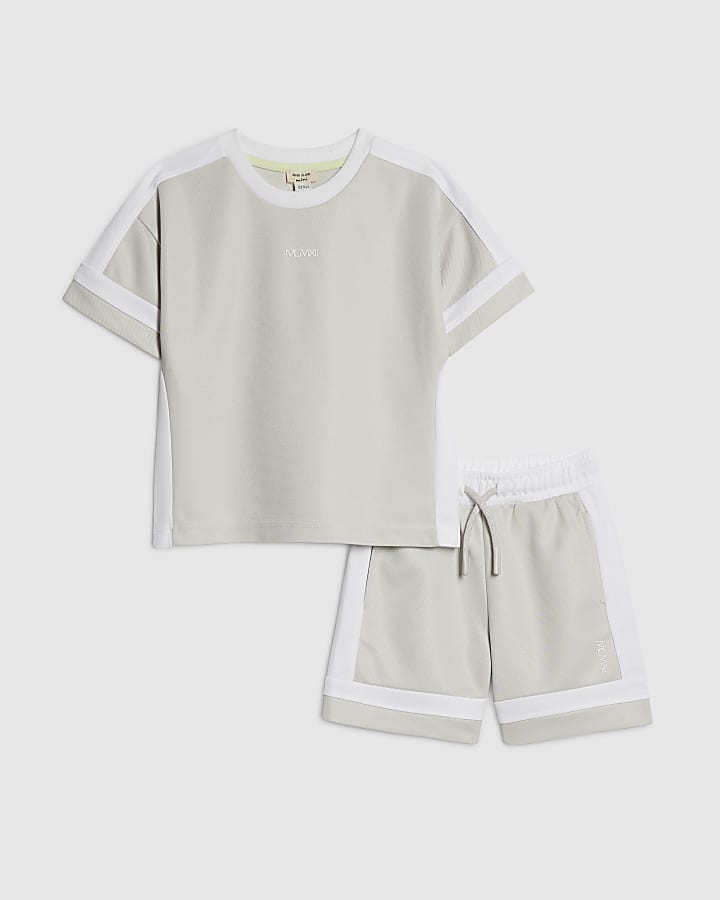 mini ragazzi di colore grigio blocco t-shirt set