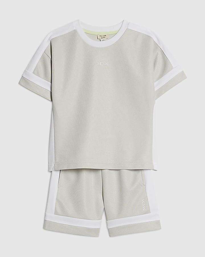 mini ragazzi di colore grigio blocco t-shirt set