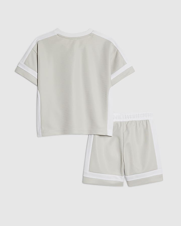 mini ragazzi di colore grigio blocco t-shirt set