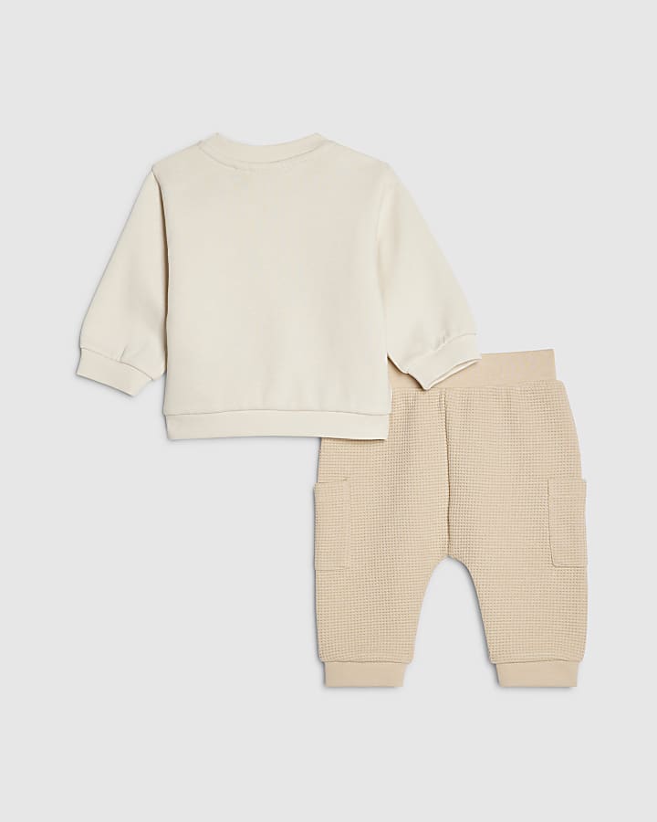baby boys crema super simpatico orso sudore set