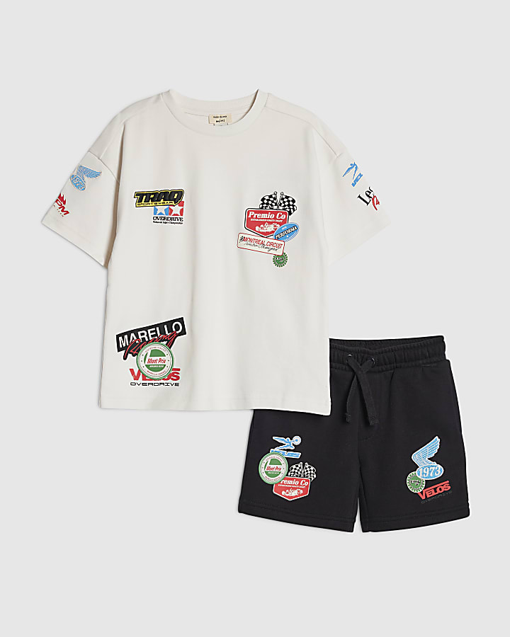 mini ragazzi bianco motorsport t-shirt set