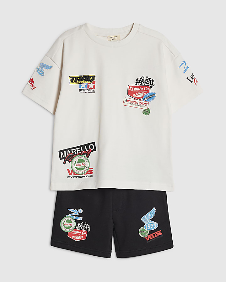mini ragazzi bianco motorsport t-shirt set