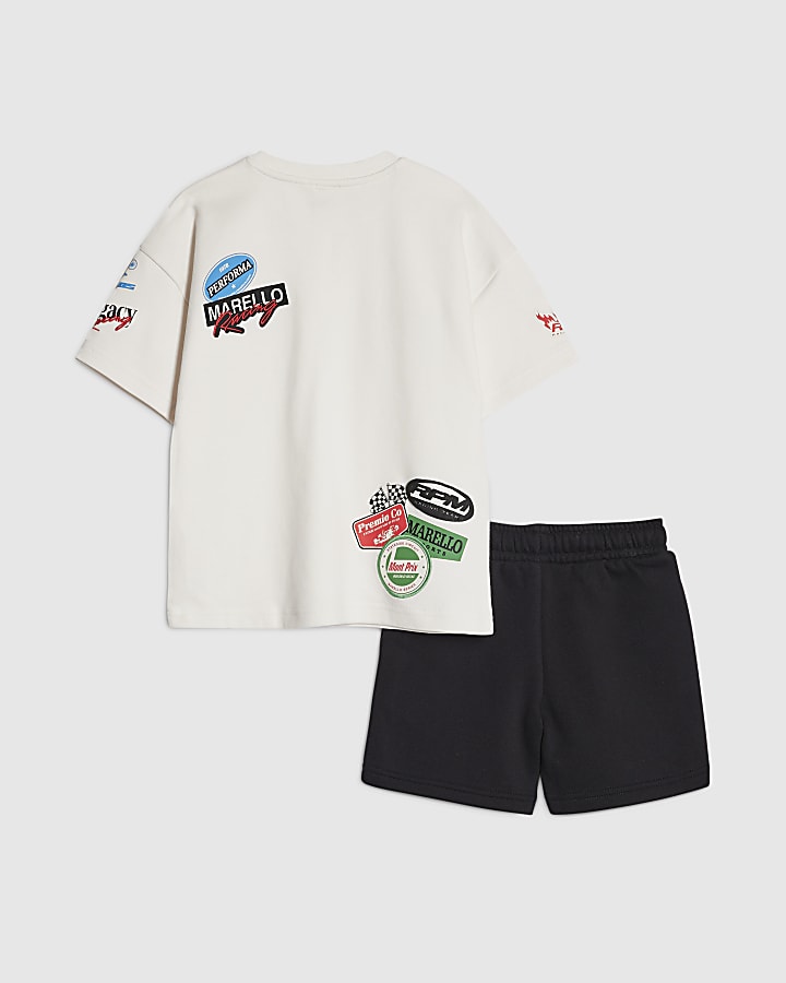 mini ragazzi bianco motorsport t-shirt set