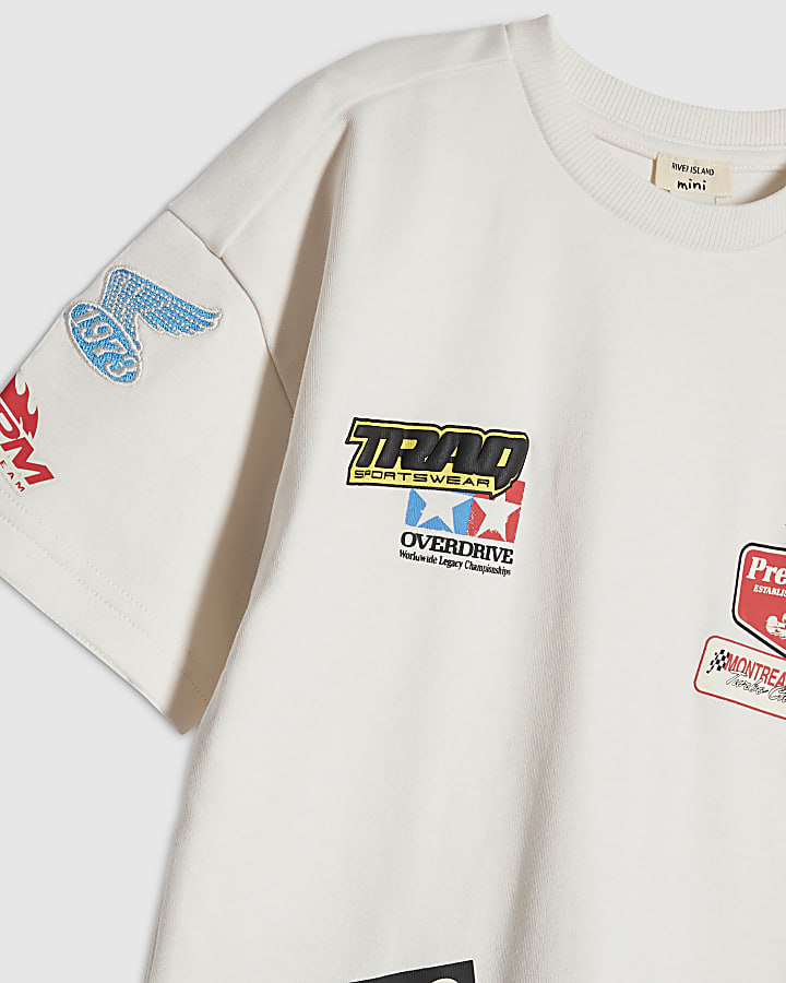 mini ragazzi bianco motorsport t-shirt set