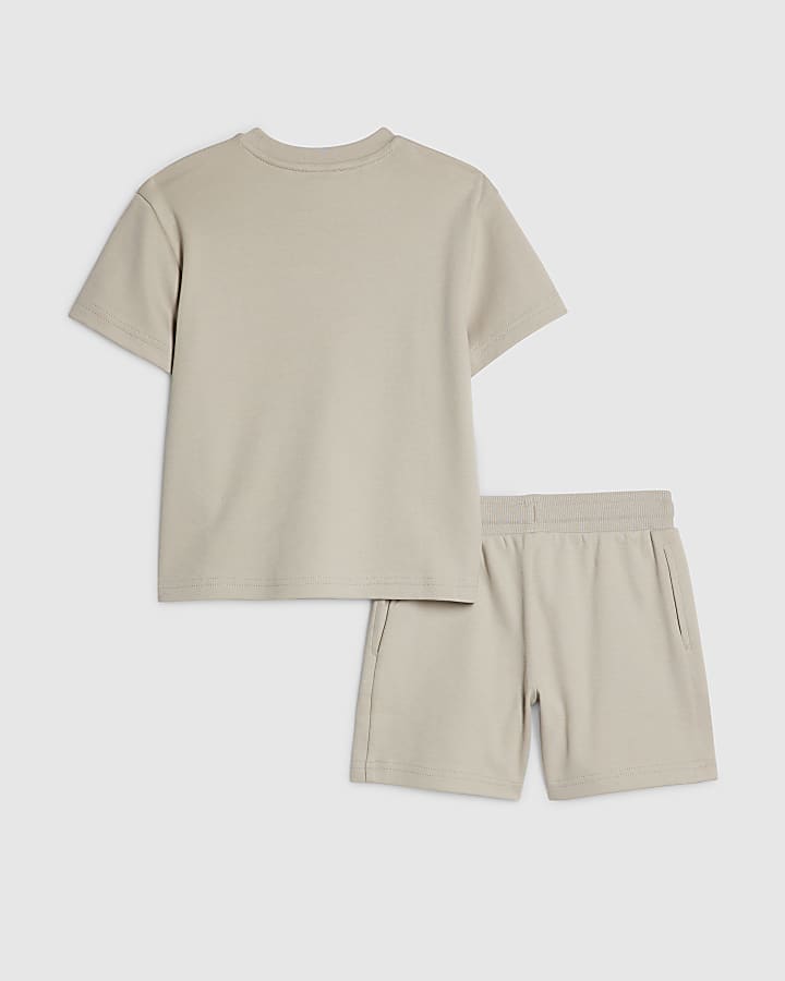 mini ragazzi beige essenzialismo t-shirt set