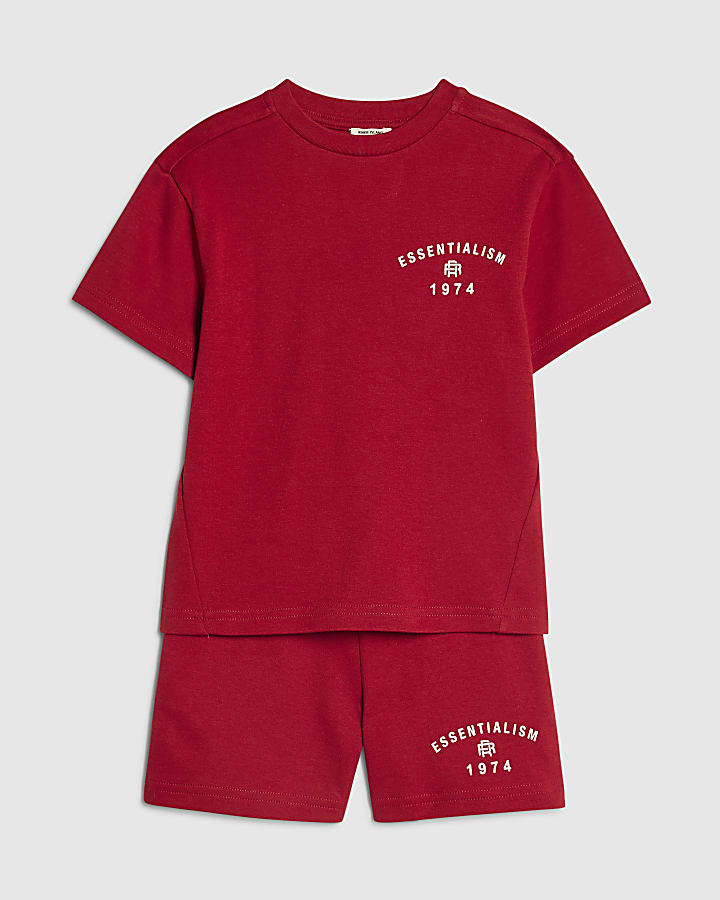 mini ragazzi rosso essenzialismo t-shirt set