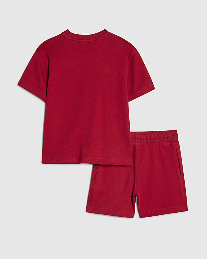 mini ragazzi rosso essenzialismo t-shirt set