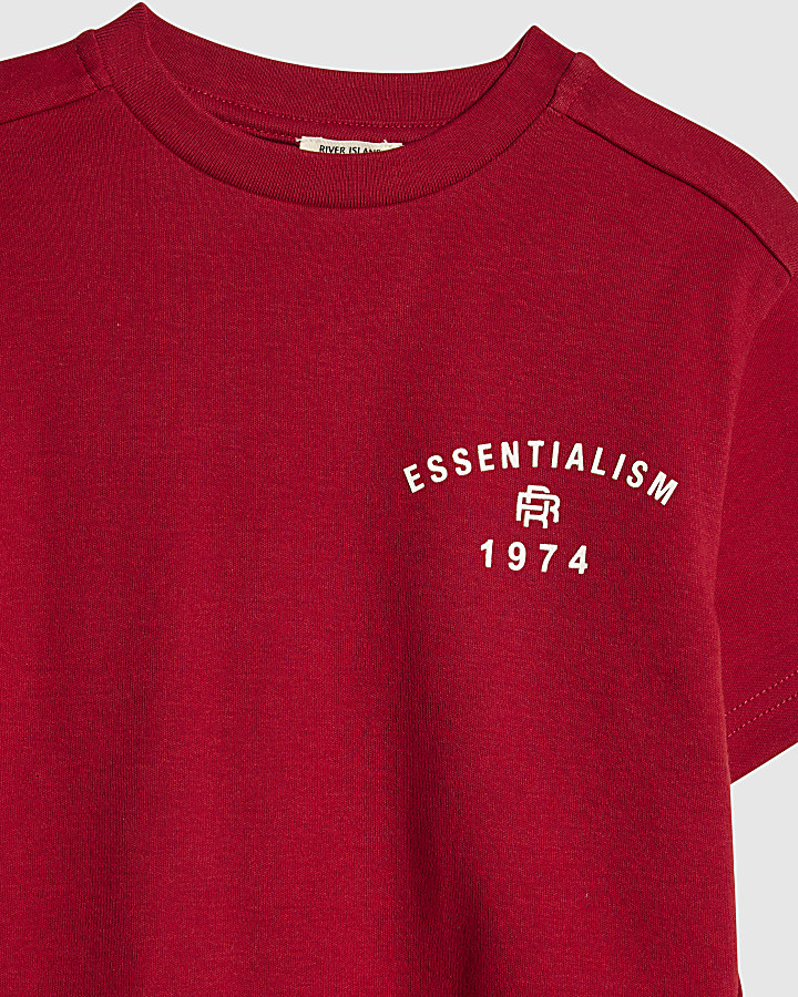 mini ragazzi rosso essenzialismo t-shirt set