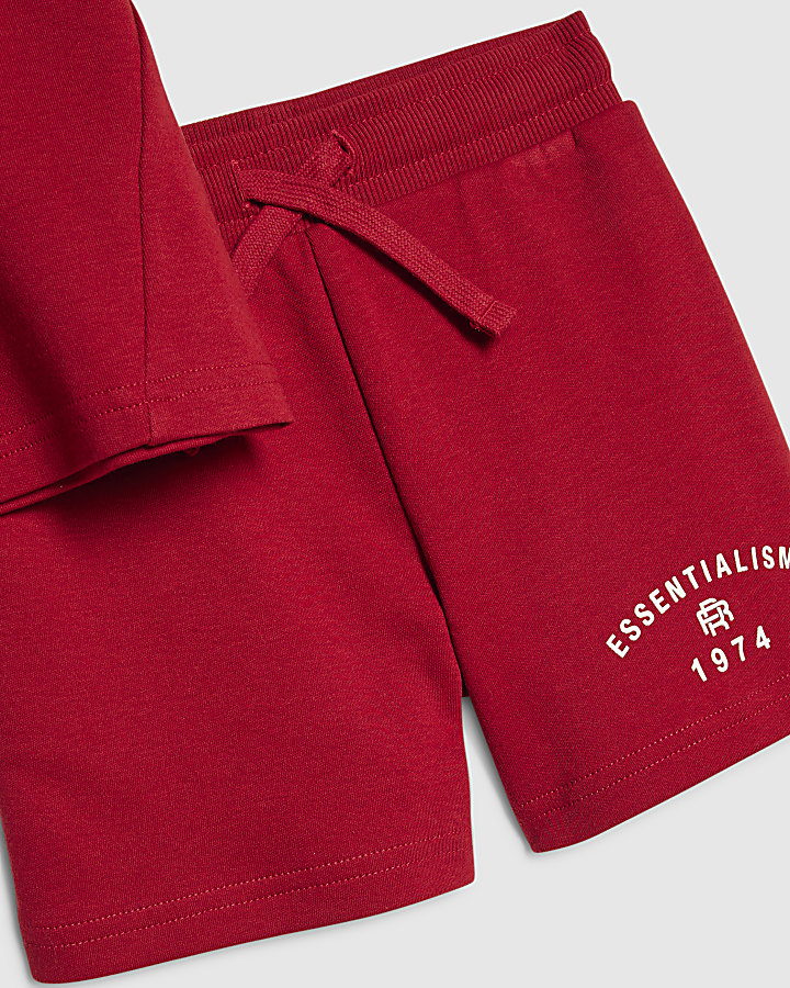 mini ragazzi rosso essenzialismo t-shirt set