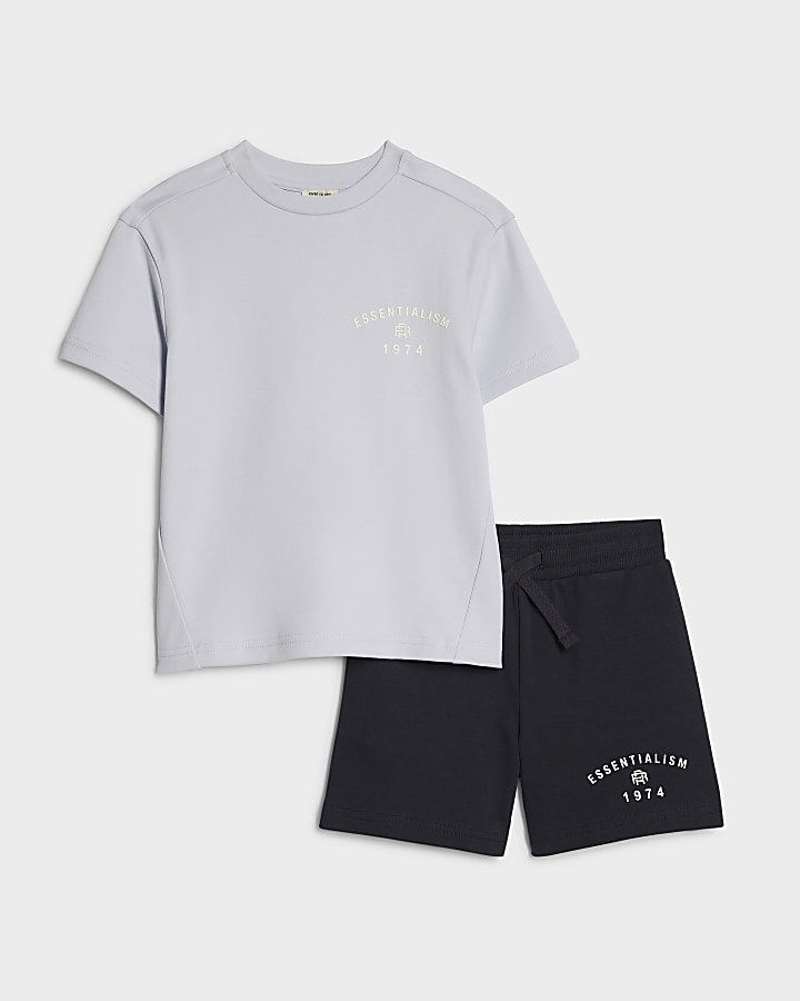 mini ragazzi blu essenzialismo t-shirt set