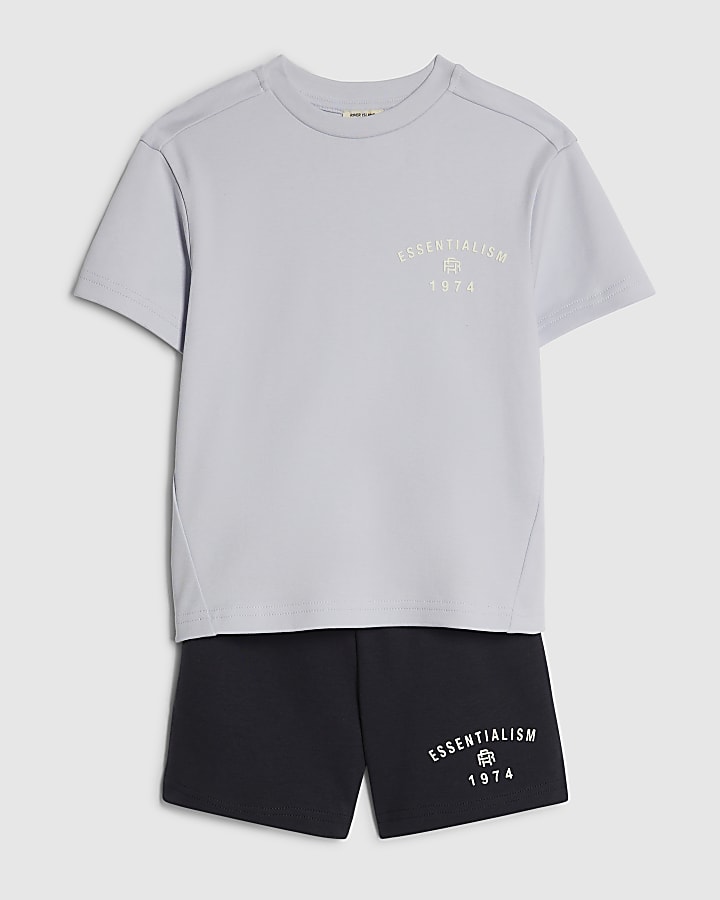 mini ragazzi blu essenzialismo t-shirt set