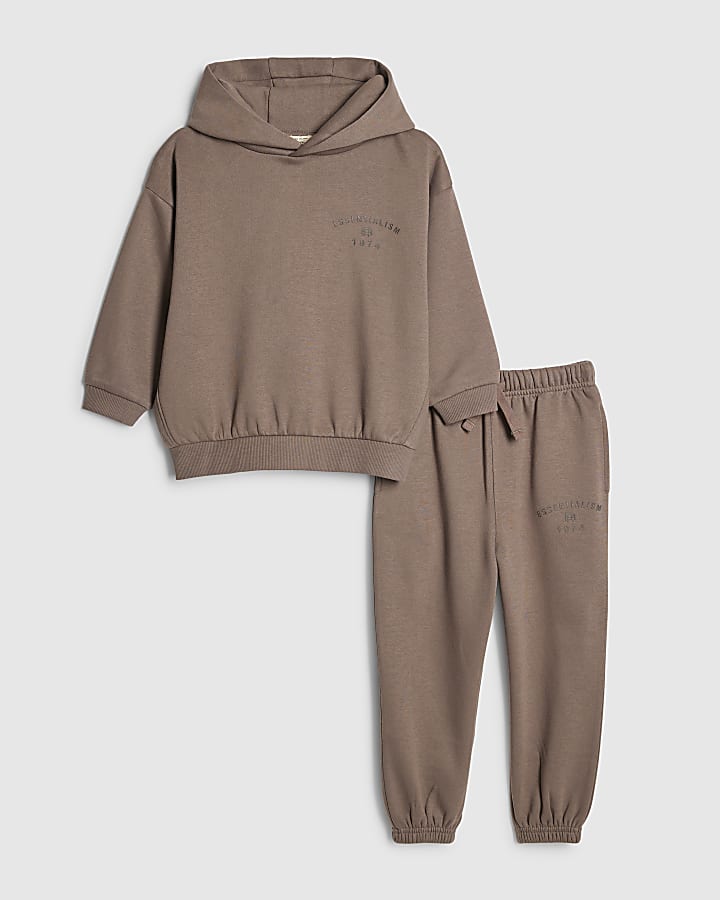 mini ragazzi marrone essenzialismo felpa set
