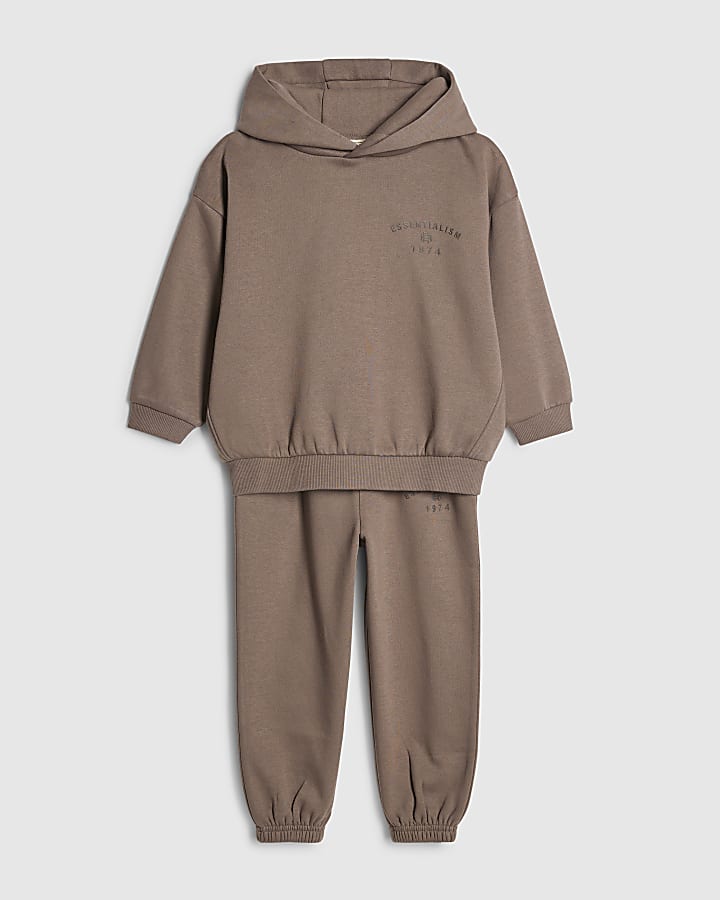 mini ragazzi marrone essenzialismo felpa set