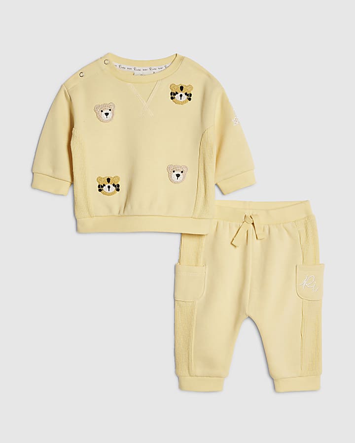 baby boys giallo carattere felpa set