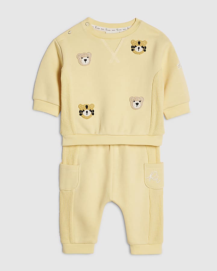 baby boys giallo carattere felpa set