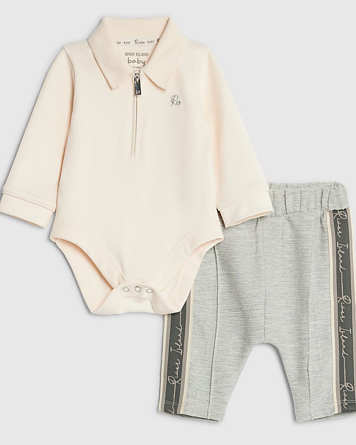 baby boys crema zip tute pantaloni set