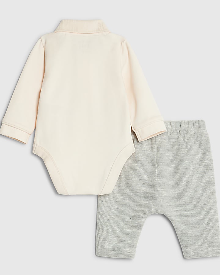 baby boys crema zip tute pantaloni set