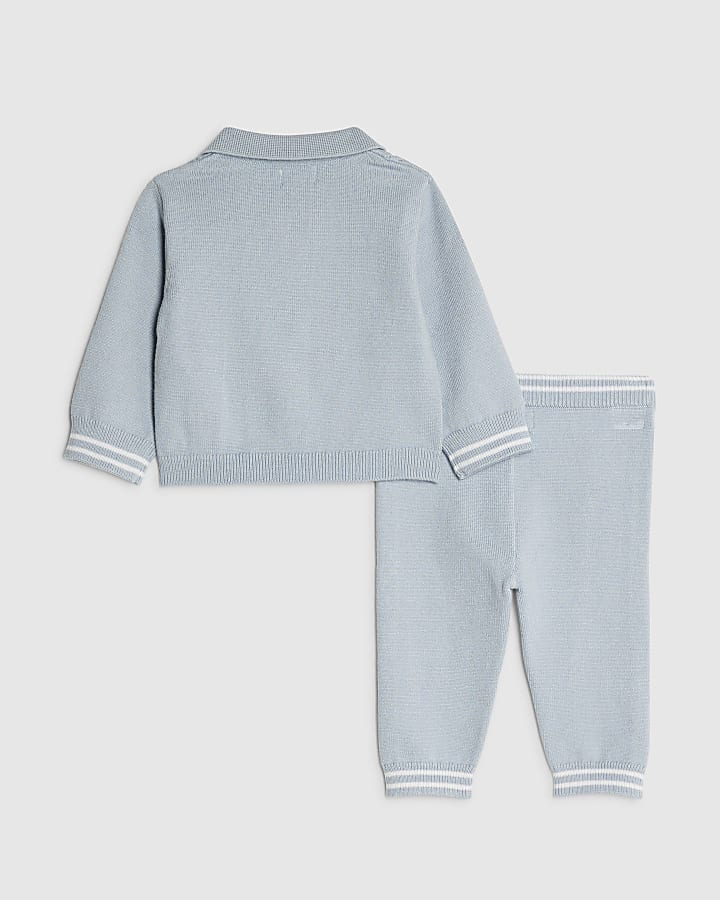 baby boys maglia blu stripe polo shirt set