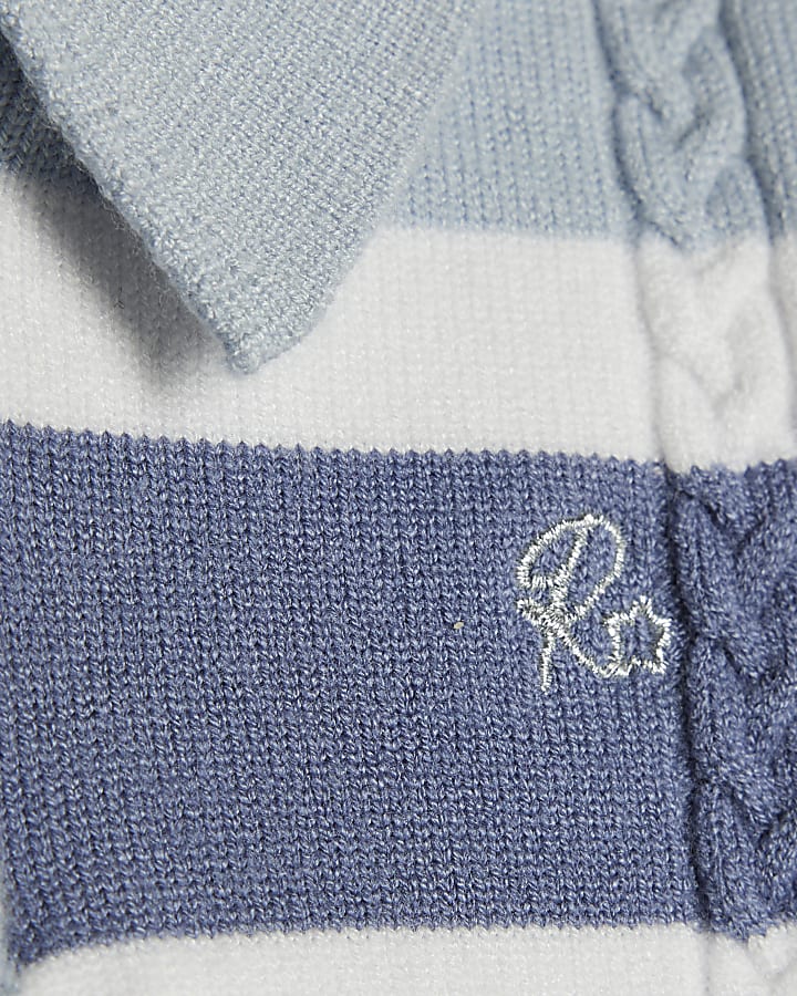 baby boys maglia blu stripe polo shirt set