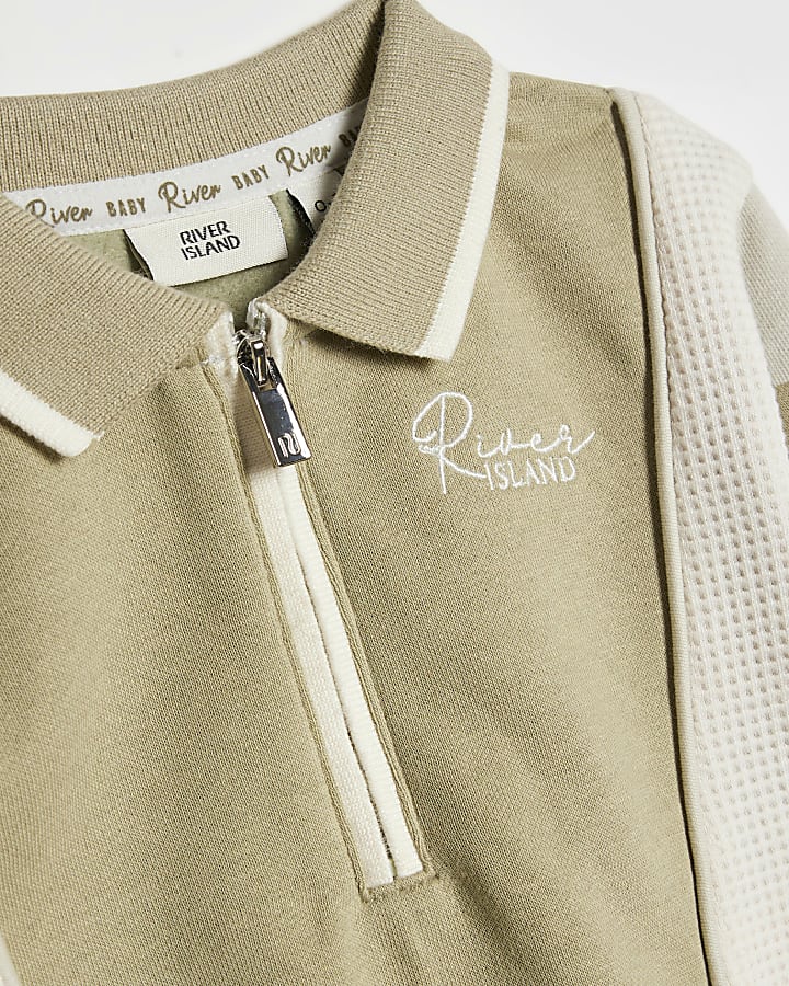 baby boys khaki colore bloccato felpa set