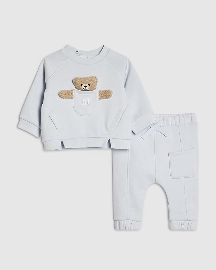 baby boys orso blu tasca felpa set