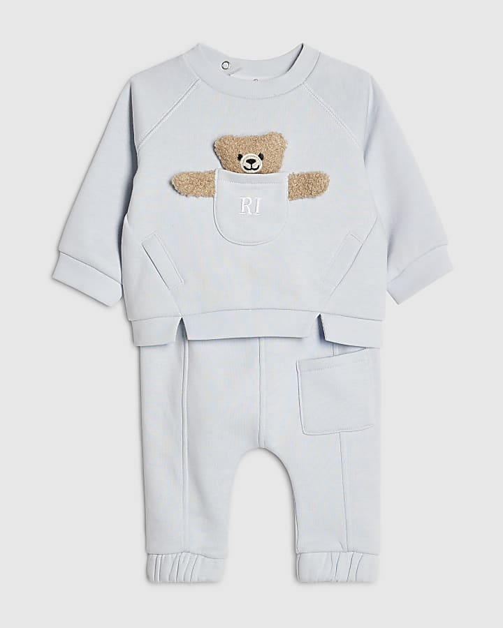 baby boys orso blu tasca felpa set