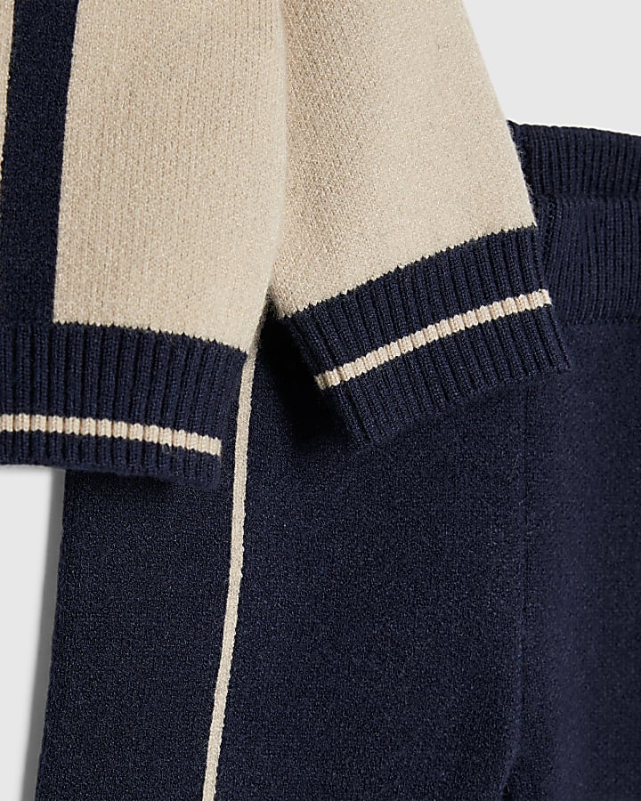 baby boys crema bloccato con zip knit set