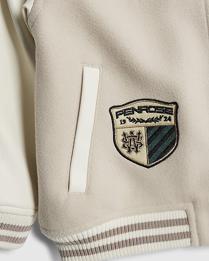 mini ragazzi beige penrose badge bomber jacket