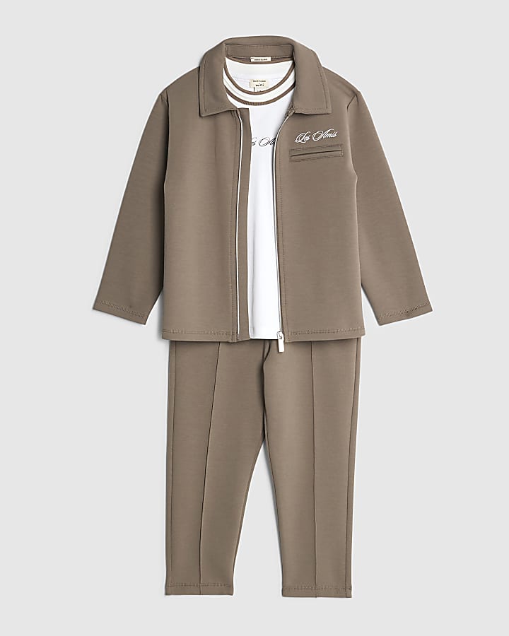 mini ragazzi giacca marrone set di 3 pezzi