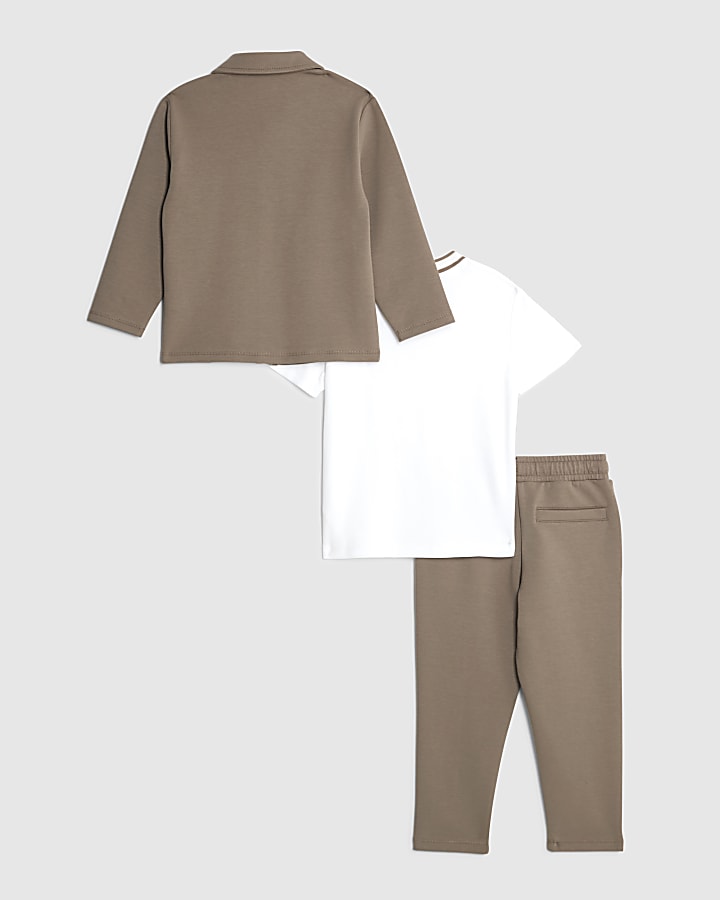 mini ragazzi giacca marrone set di 3 pezzi