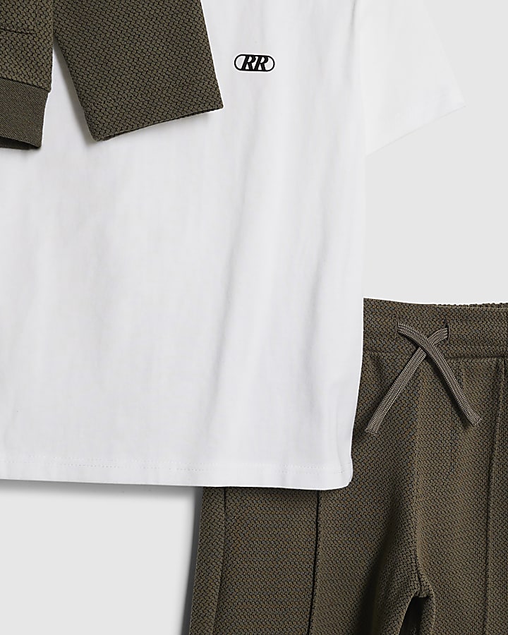 mini ragazzi khaki texture harrington set