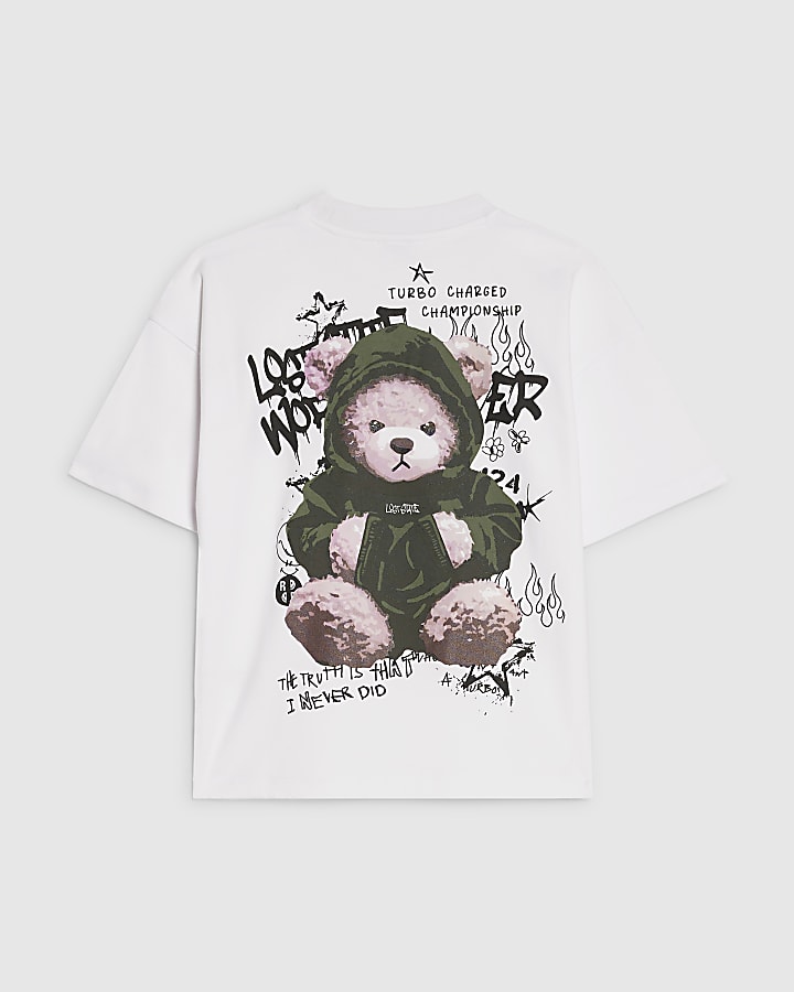 ragazzi bianco oversize graffiti bear t-shirt
