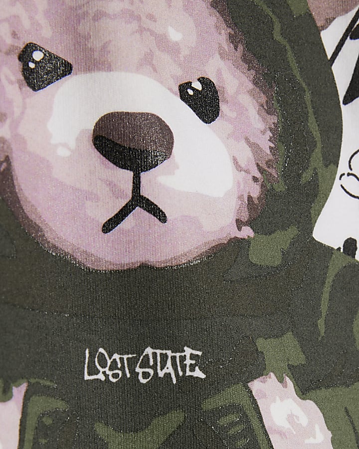 ragazzi bianco oversize graffiti bear t-shirt