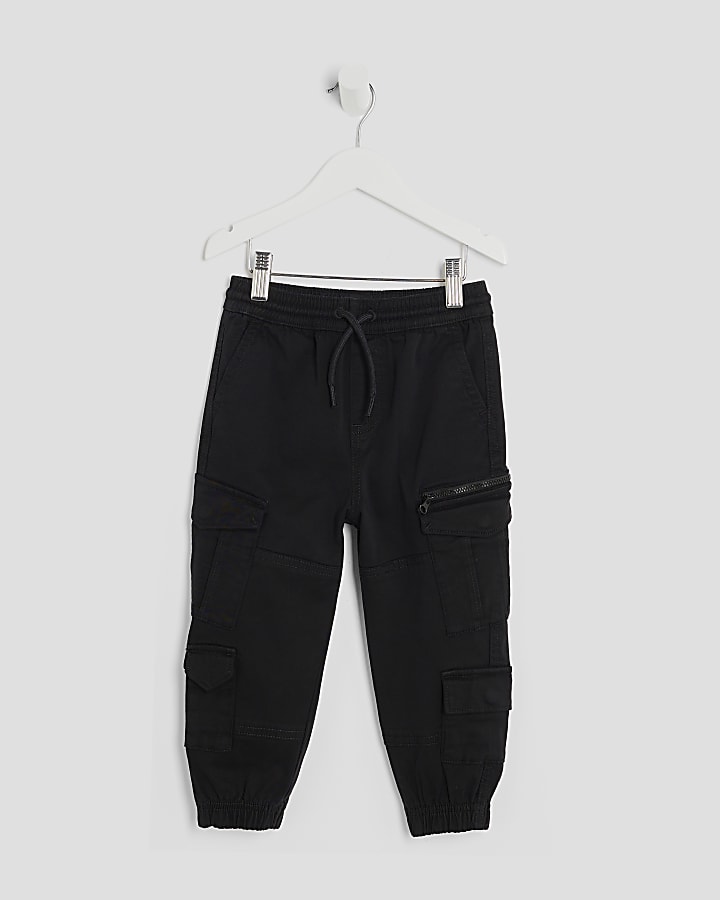 mini ragazzi neri pantaloni cargo