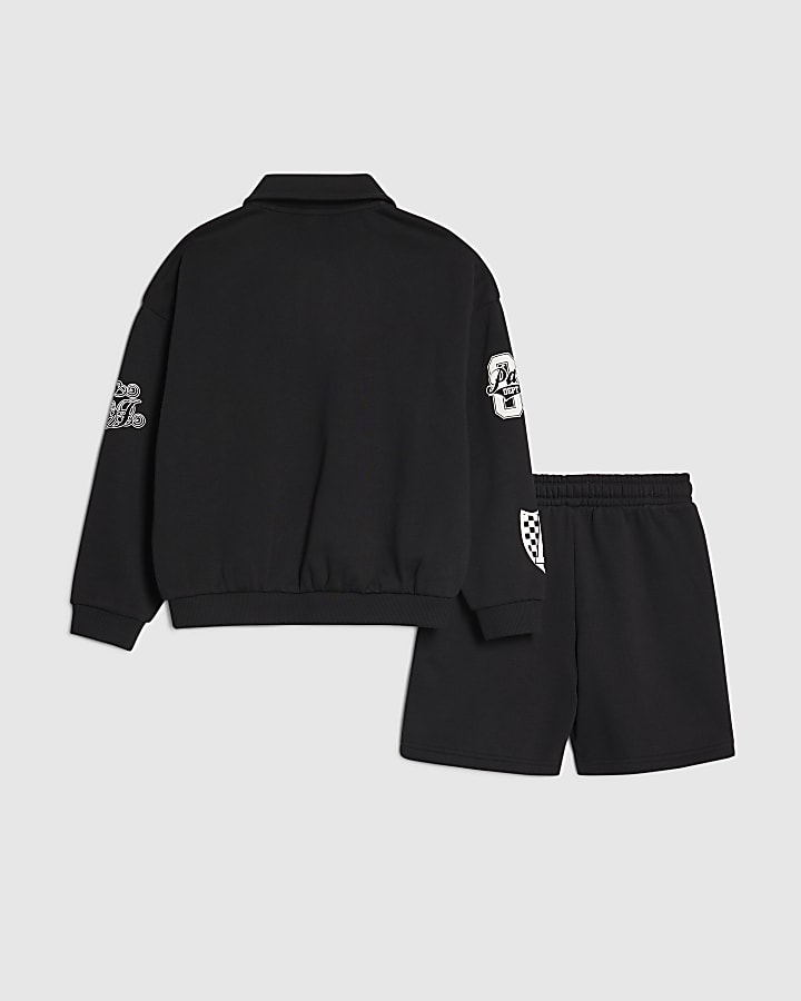 ragazzi nero oversize varsity top set