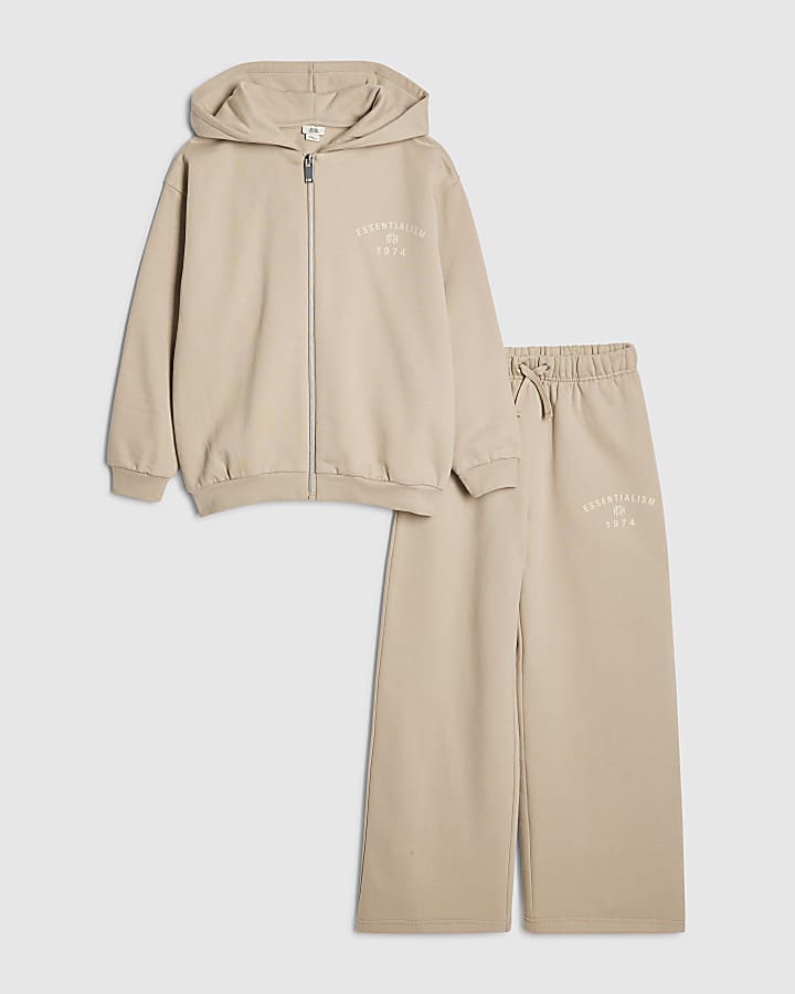 ragazzi beige oversize essenzialismo felpa set